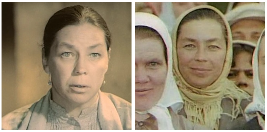 Клавдия Козлёнкова. В "Вечном зове" - Ульяна Савельева (жена Митрофана), в "Тени исчезают в полдень" - Авдотья