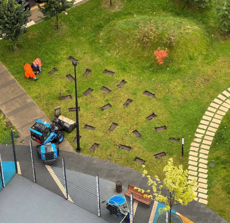 В Новой Москве коммунальщики установили «кладбище» посреди двора