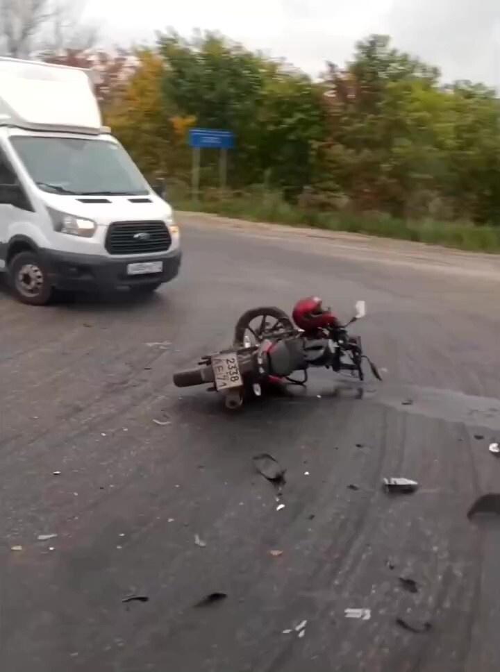 ДТП с мото в Тульской области "Главное шлем словил"