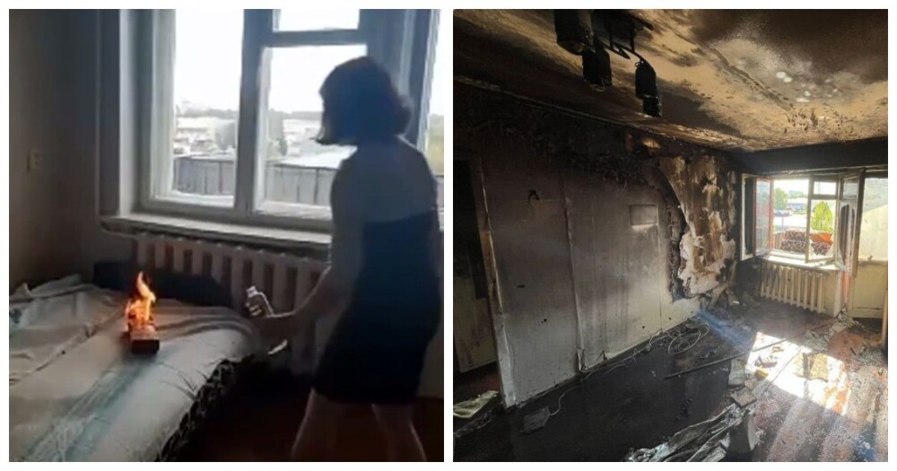 В Татарстане девушка спалила комнату ради эффектного видео для соцсетей
