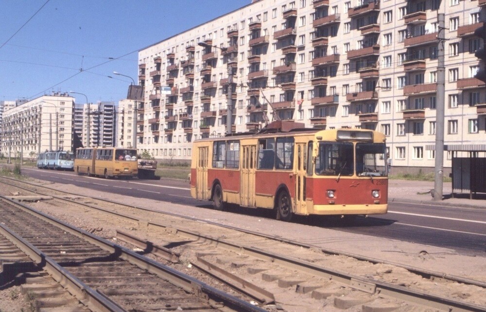 Перемещаемся в Красногвардейский район. Троллейбус номер 49 на Хасанской улице.