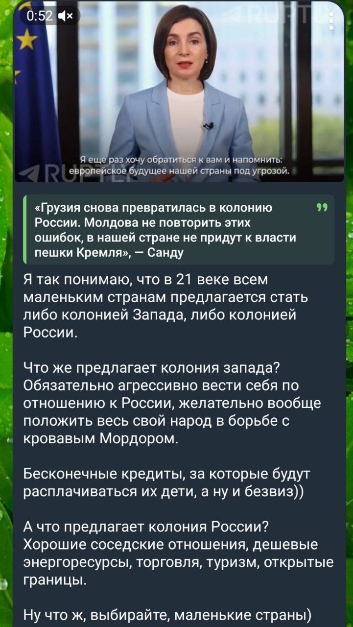 А ведь Грузия, ни разу не пророссийская, всего лишь выгнала бл&дину с французским паспортом, п&зду типа санды