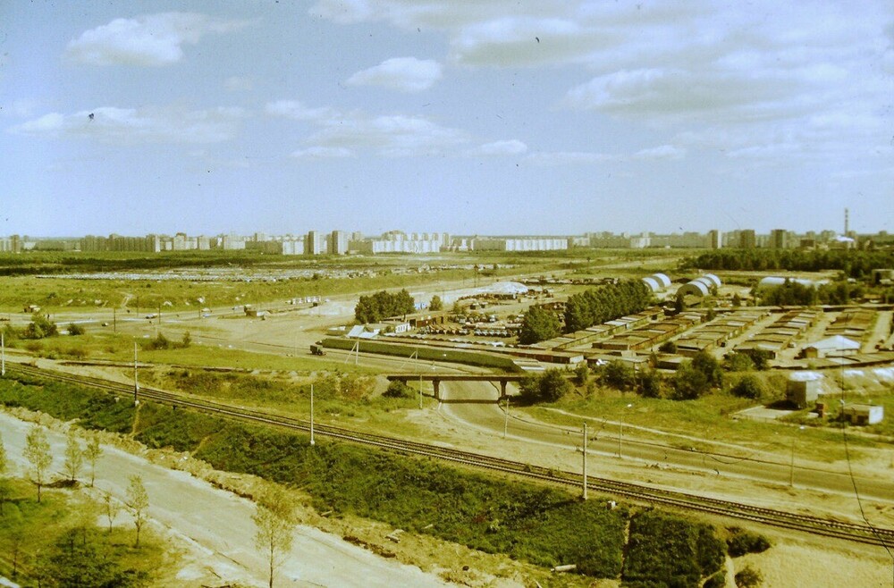 Невский район, дорога, проходящая под мостом - Зольная улица, а в левой части кадра - Дальневосточный проспект.