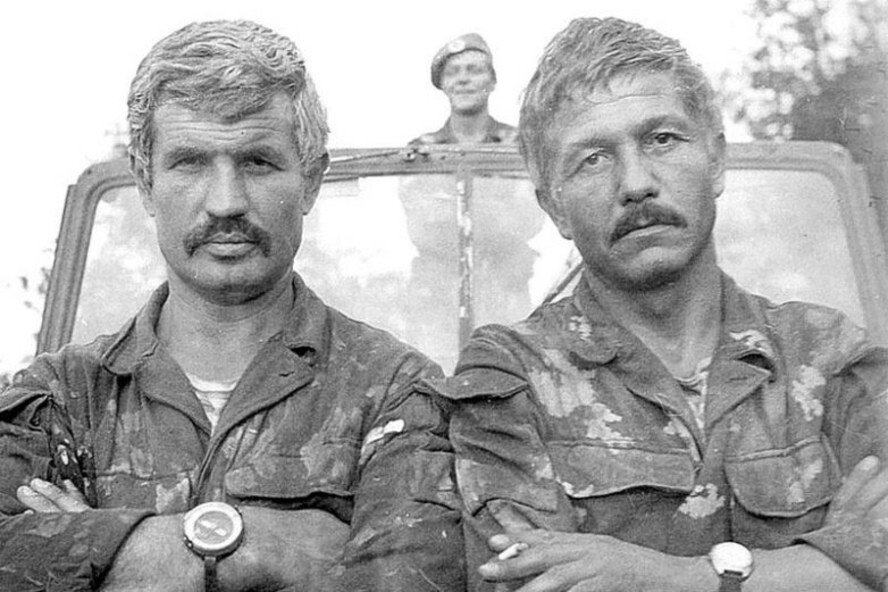 Тадеуш Касьянов, Михай Волонтир и Борис Галкин на съёмках фильма «В зоне особого внимания». 