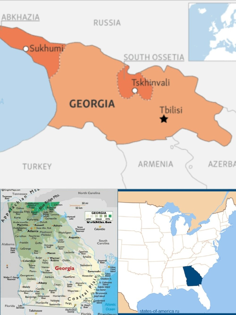 На грузинской китайской тарелке есть две странные вещи: Американская Джорджия вместо Сакартвело и трехструнная балалайка с четырьмя колками