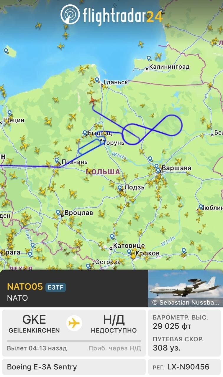 Самолеты дальнего радиолокационного обнаружения и управления НАТО наблюдали за учениями стратегических ядерных сил РФ