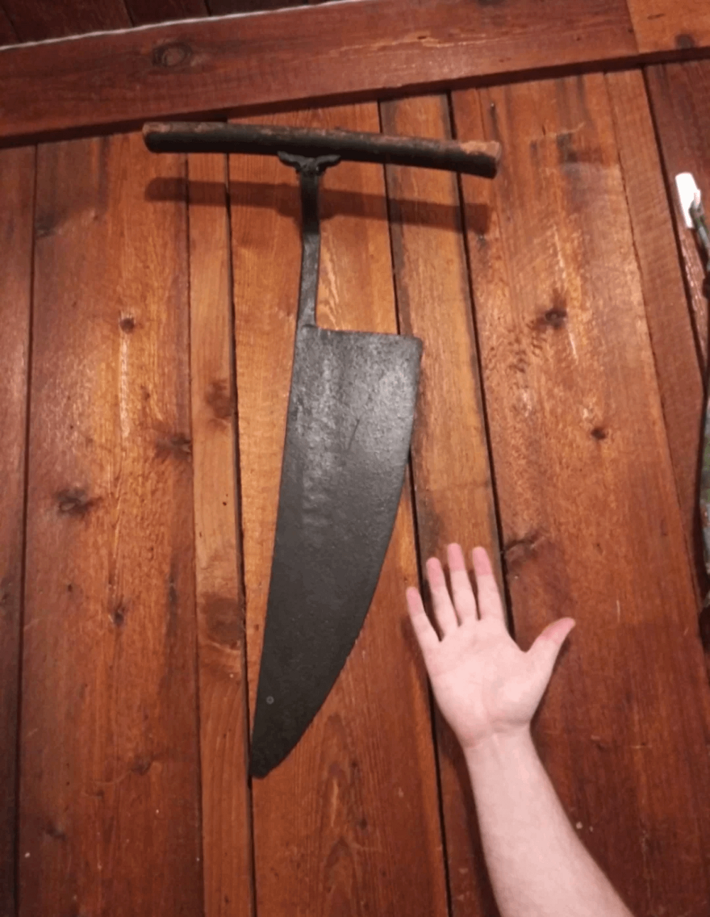 7. Железный инструмент длиной около 70 сантиметров, висевший в дупле дерева 7. Железный инструмент длиной около 70 сантиметров, висевший в дупле дерева