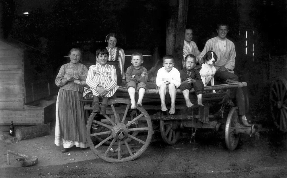 На телеге. Из семейного фотоальбома Константина Теплоухова. 1900–1910-е.  На телеге. Из семейного фотоальбома Константина Теплоухова. 1900–1910-е.
