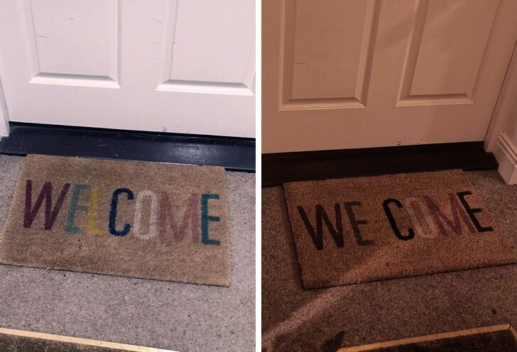 Такое встречается не только на упаковках. Вот, например, придверный коврик, на котором вечером буква L не читается Такое встречается не только на упаковках. Вот, например, придверный коврик, на котором вечером буква L не читается