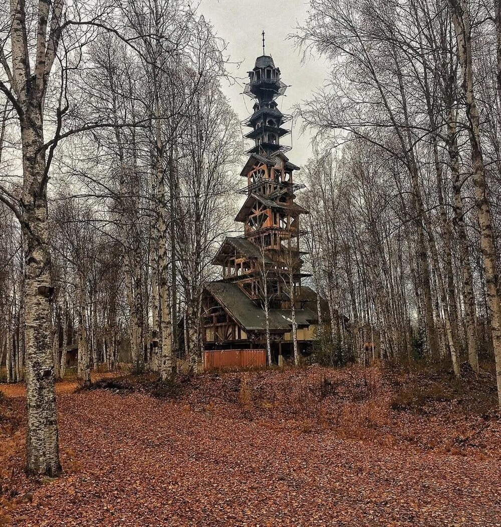 Избушка-небоскрёб в лесной глуши на Аляске