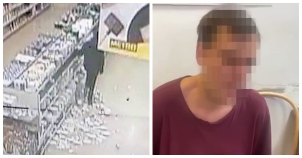 Покупатель «на счастье» разгромил стеллаж с посудой в супермаркете