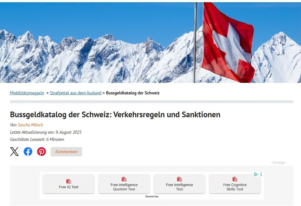 Как в Швейцарии рассчитывают штрафы за превышение скорости