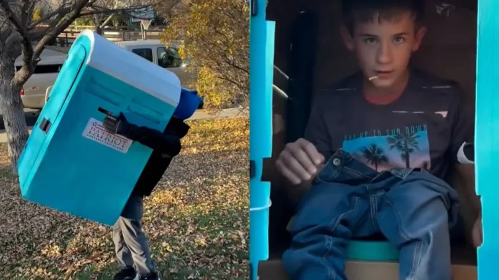 Юмор на грани: парень выбрал образ биотуалета