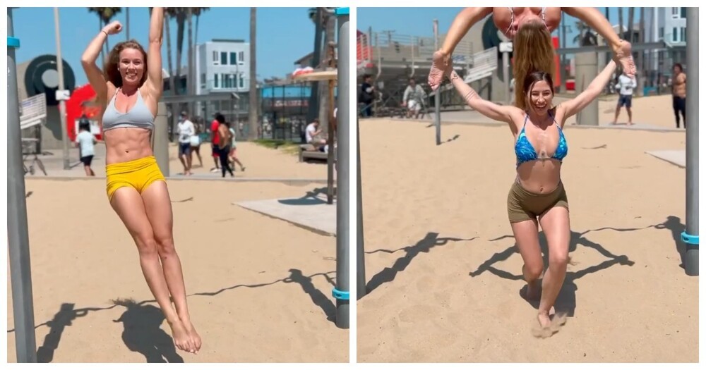 Две девушки впечатлили публику невероятной пластикой и выносливостью