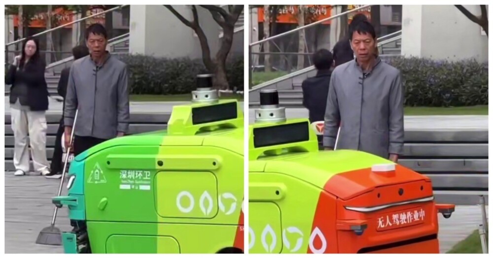 Реакция дворника на робота-уборщика