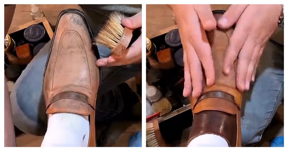 Чистильщик обуви за работой