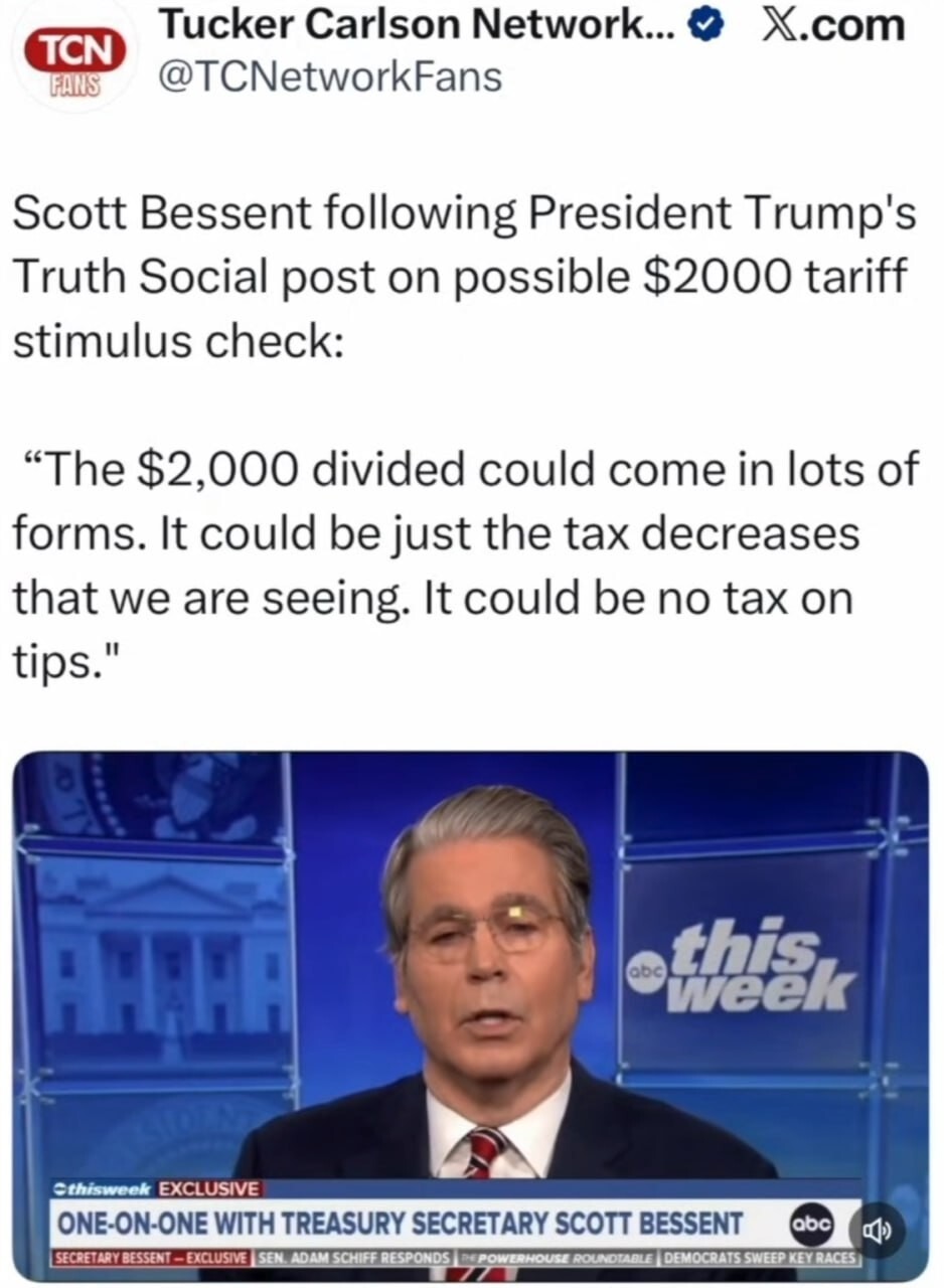 На днях Трамп раздухарился и начал рассказывать, что всем американцам скинет по две тысячи долларов с барского плеча