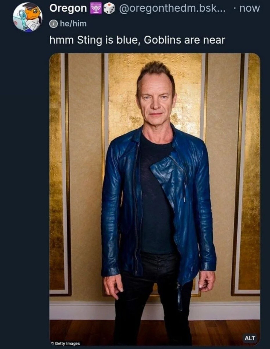 5. "Стинг - синий, гоблины близко"