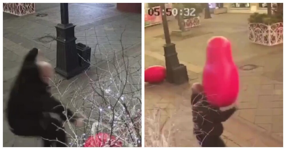 Москвич атаковал новогоднюю инсталляцию и украл матрешку