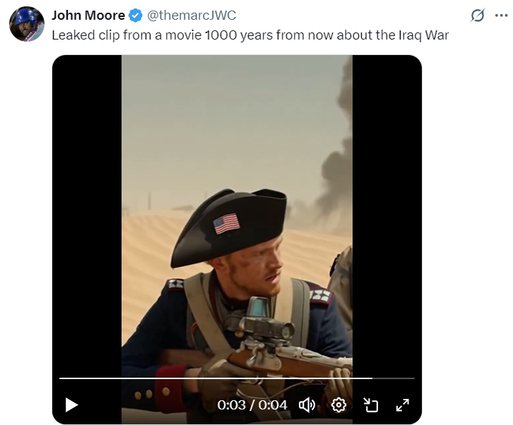 Возможно, так будет выглядеть голливудский боевик про войну в Ираке, снятый в 3025 году. В твиттере будущего (или как он там будет называться - Y или Z) будут ломать копья по поводу кителя американского солдата