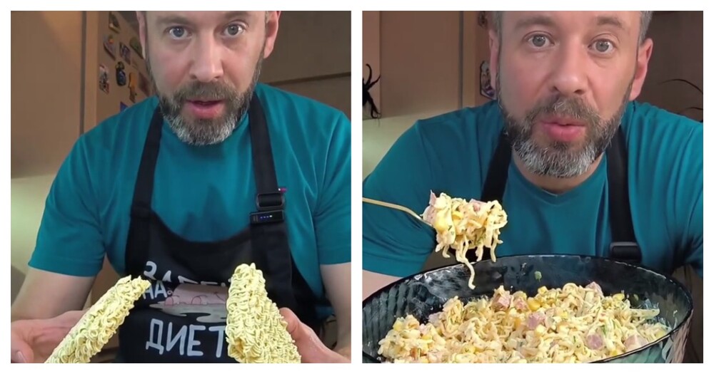 Салат с лапшой быстрого приготовления