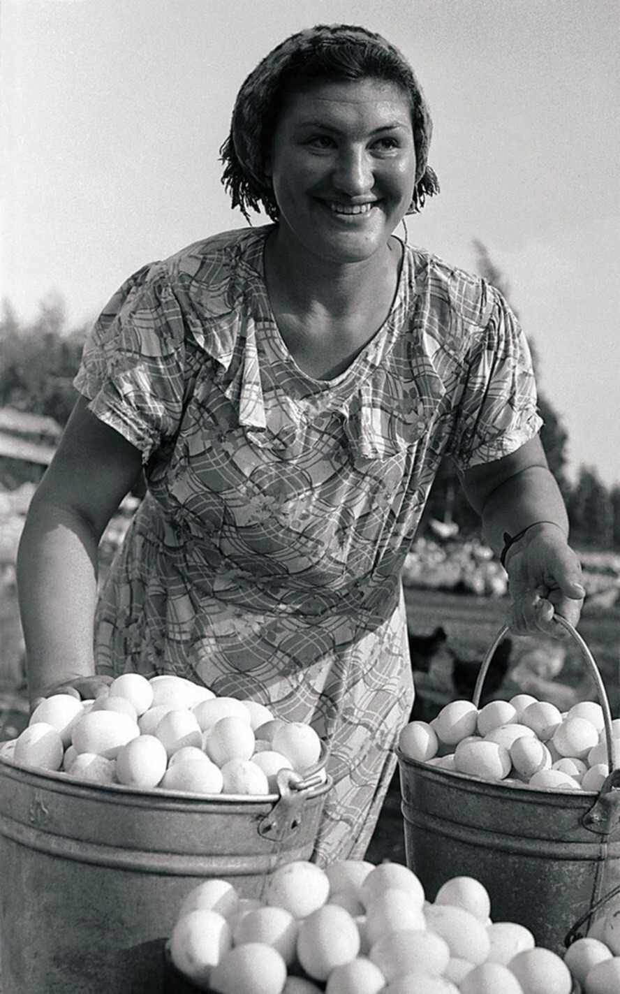 Птичий двор колхоза. Птичница. 1954–1956 годы. Неизвестный автор. Челябинская область.