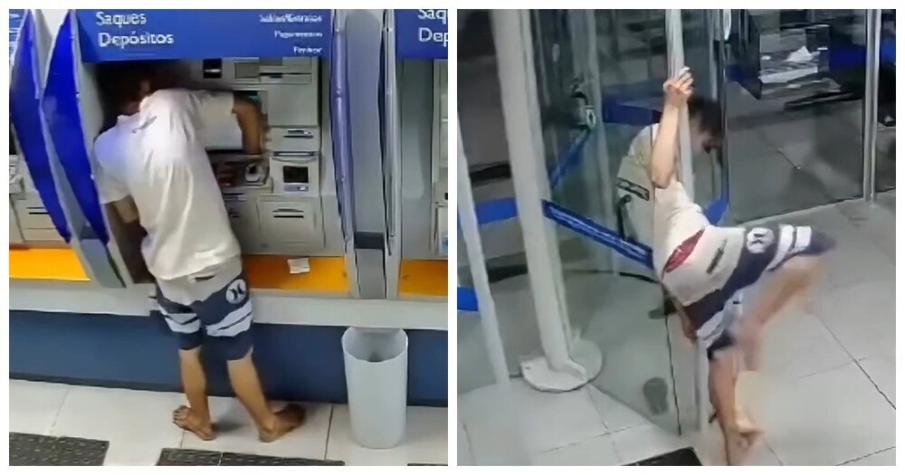 Неуклюжий вор застрял в банке