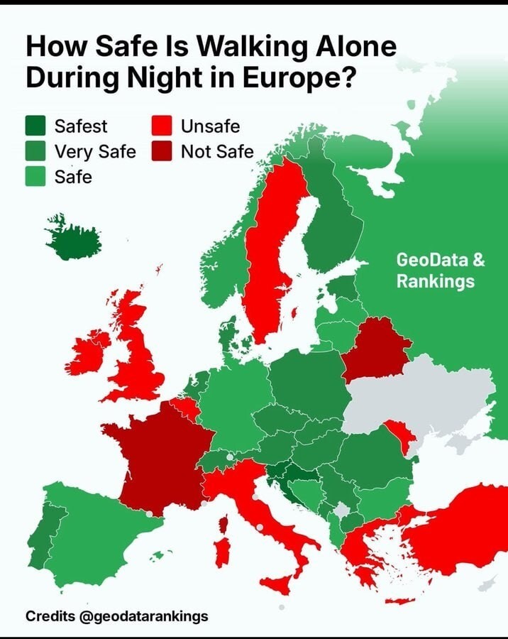 Страны, в которых можно безопасно прогуляться ночью