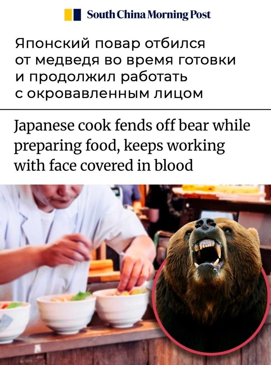 Повар японской закусочной голыми руками отбился от медведя