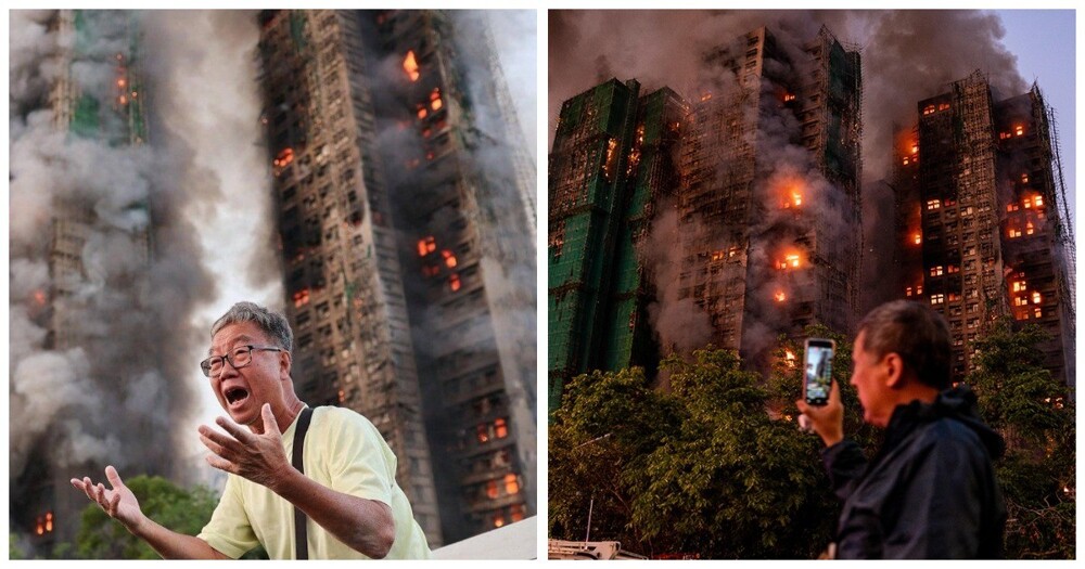 В Гонконге произошёл масштабный пожар сразу в нескольких небоскрёбах