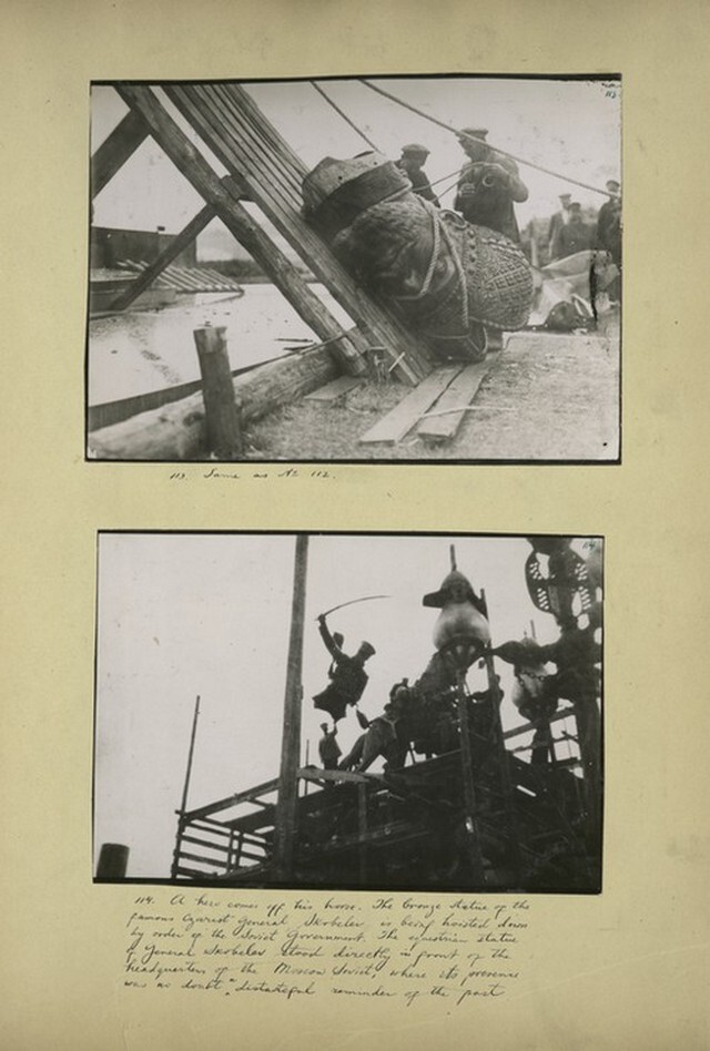 Снос памятника Александру III. Внизу-Снос памятника генералу Михаилу Скобелеву.