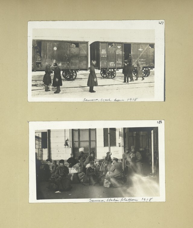 Самара, чешский поезд, 1918 год; Самара, перрон вокзала, 1918 год.