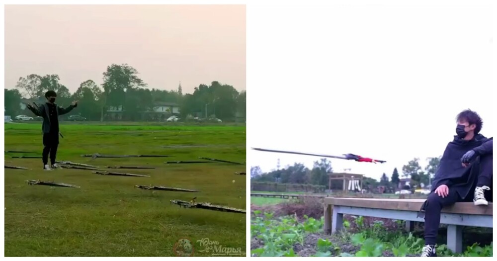 Китайский студент управляет летающими мечами