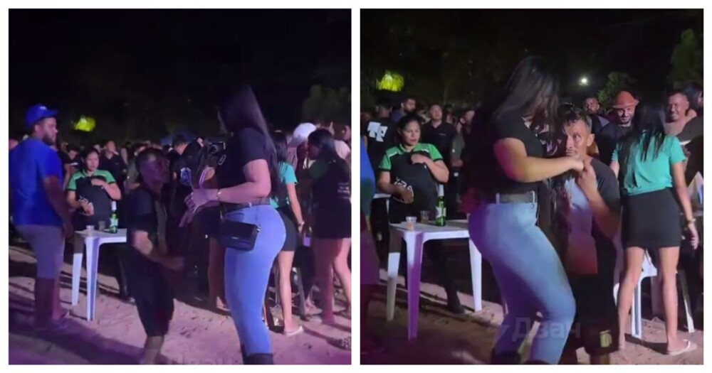 Женщина присоединилась к танцу незнакомца