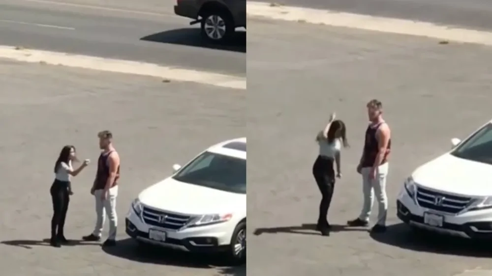 Крик, телефон и поцелуи: страстный момент на улице