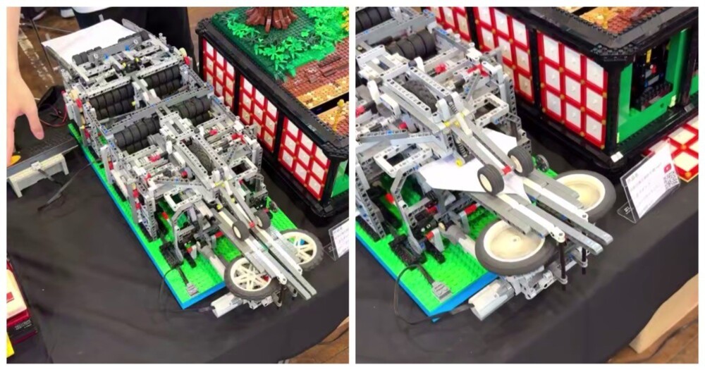 Парень собрал из LEGO машину, которая делает бумажные самолётики