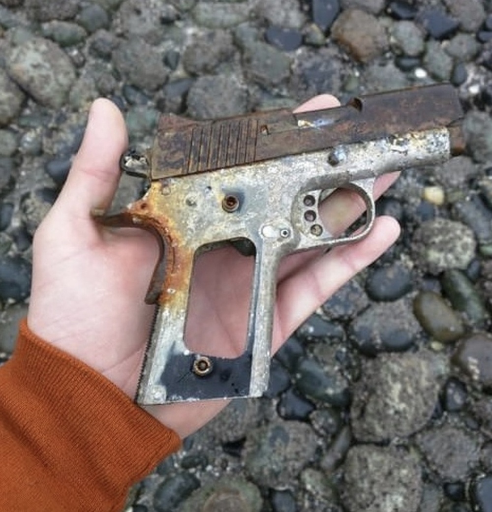 1. Кто-то забыл свой пистолет в парке Дискавери, Сиэтл.