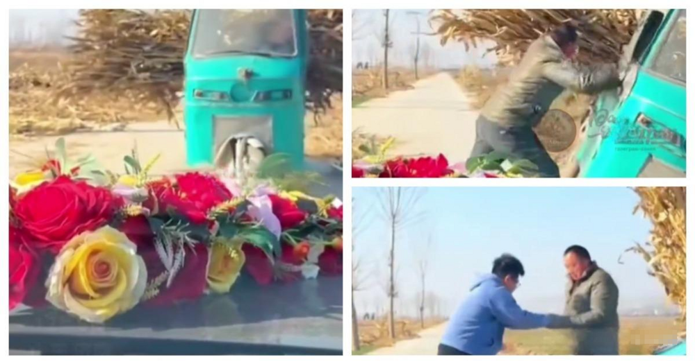 Мужчина уступил дорогу свадебному кортежу и был вознагражден