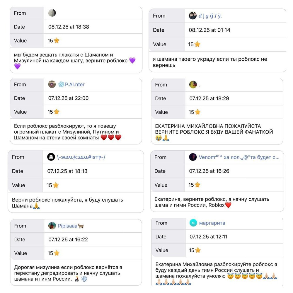 В Кремле сообщили о получении жалоб от детей из-за блокировки игровой платформы Roblox