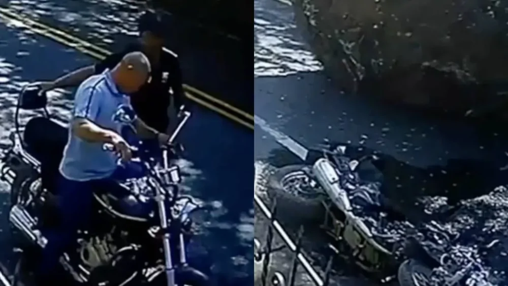 Мгновение до катастрофы: мотоциклисты чудом спаслись от падающих камней