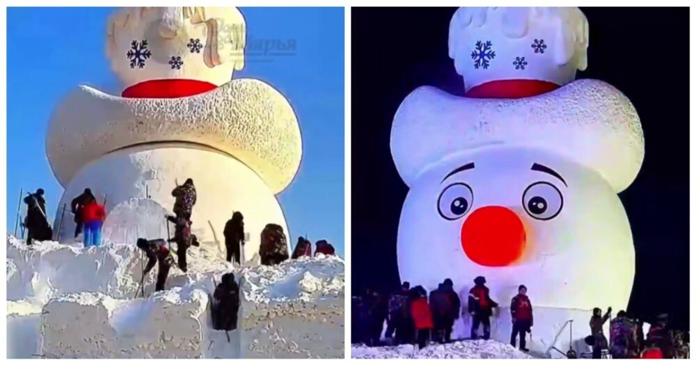 В Китае построили гигантского снеговика