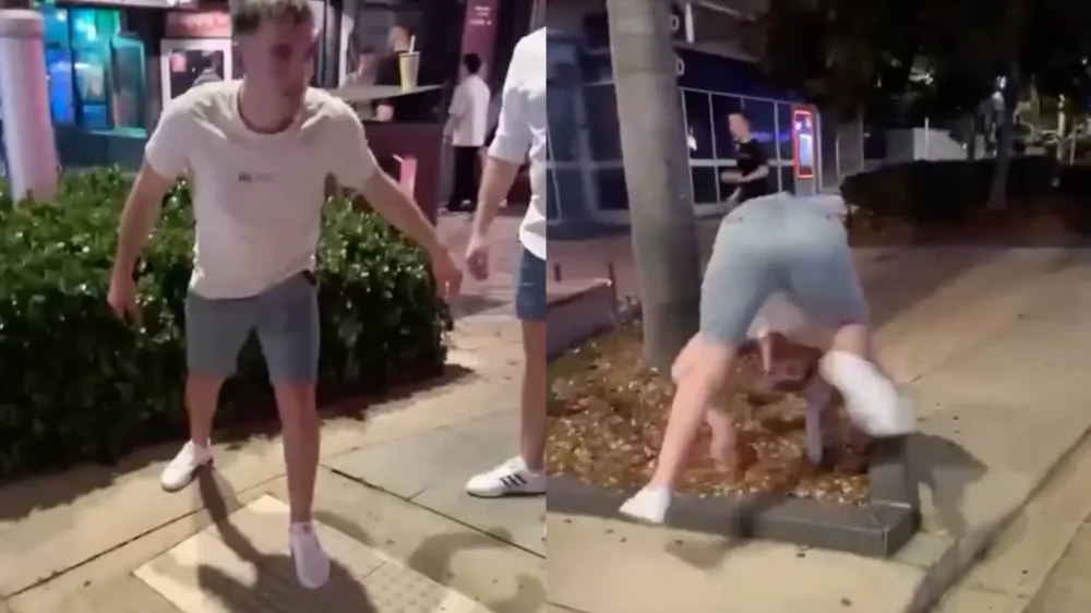 Мужчина получил сотрясение мозга после удара головой о знак на клумбе