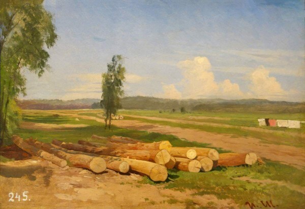 Шишкин И. И. Бревна. Деревня Константиновка близ Красного села