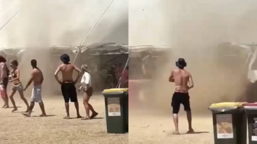 Человек против стихии: смешная схватка со смерчем