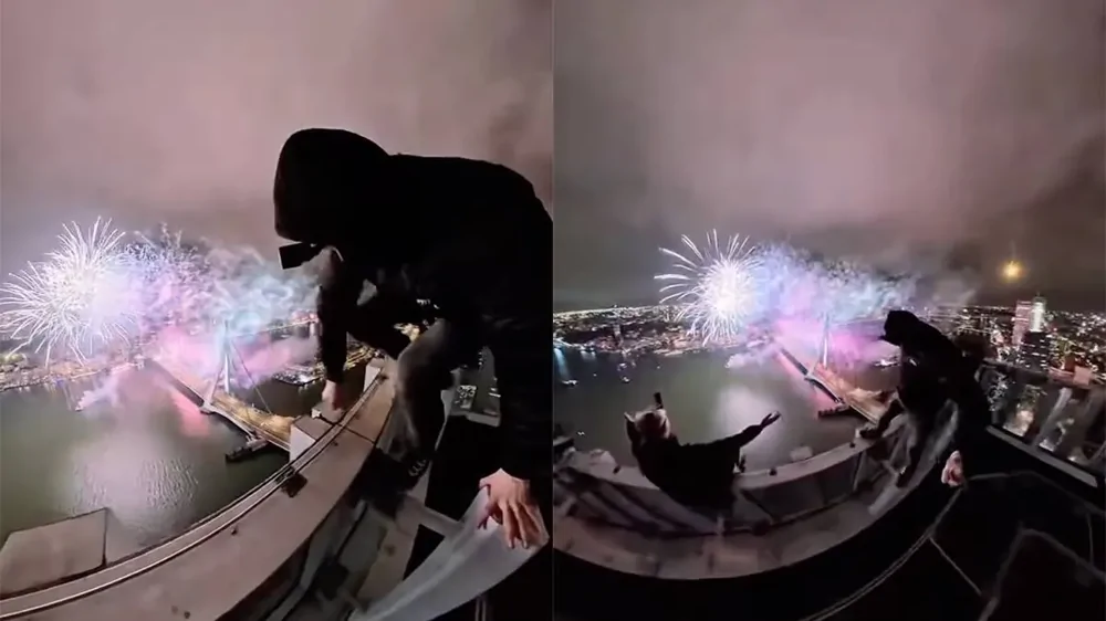 На крыше в Роттердаме сняли самый высокий вид на фейерверк