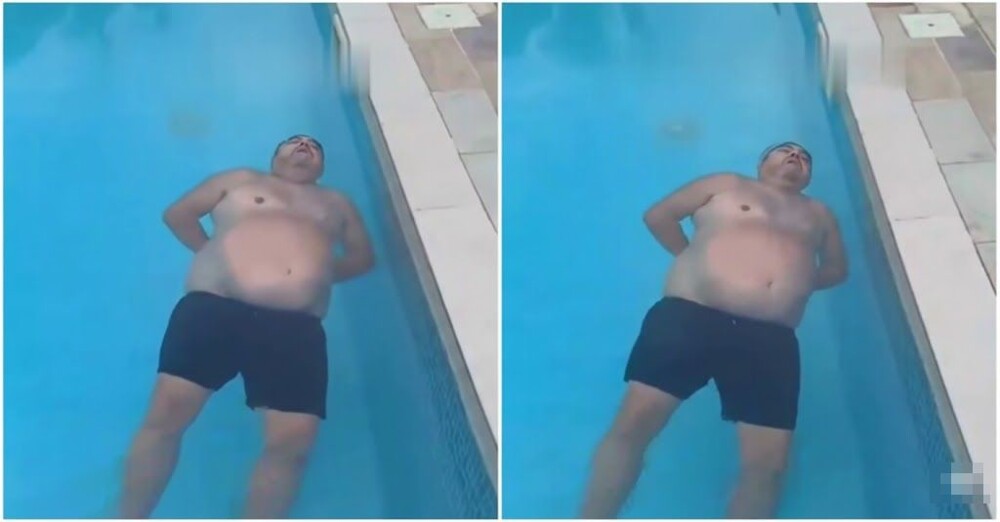 Мужчина уснул в бассейне