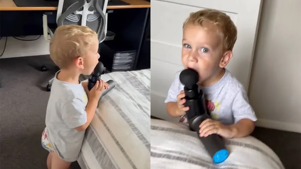 Ребёнок и массажный пистолет: необычное использование устройства