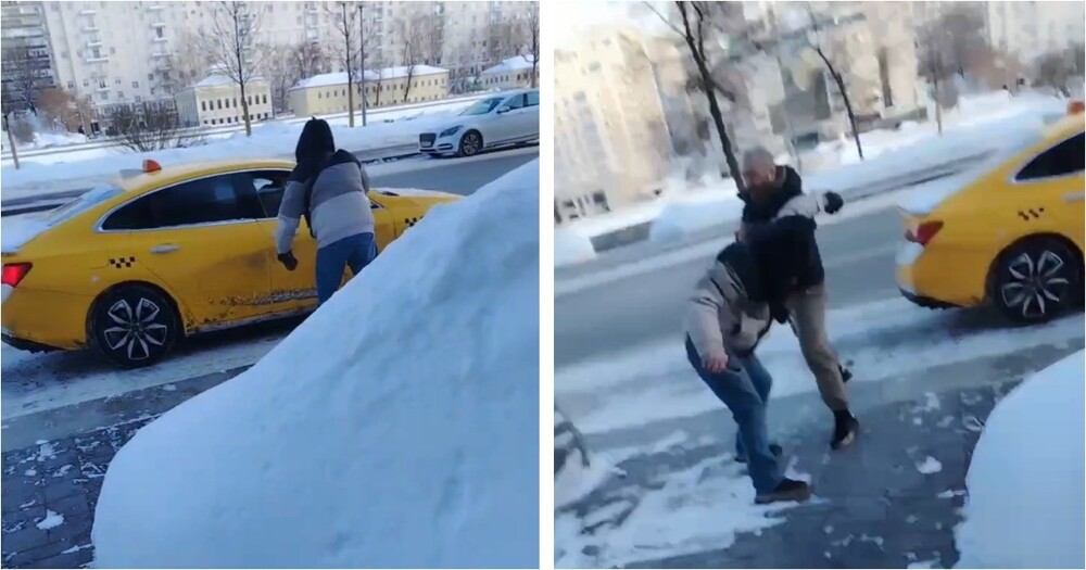 В Москве таксист чуть не сбил прохожего, а потом полез с ним в драку