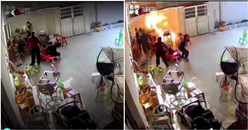 В Китае глава семьи задел газовый баллон и устроил пожар