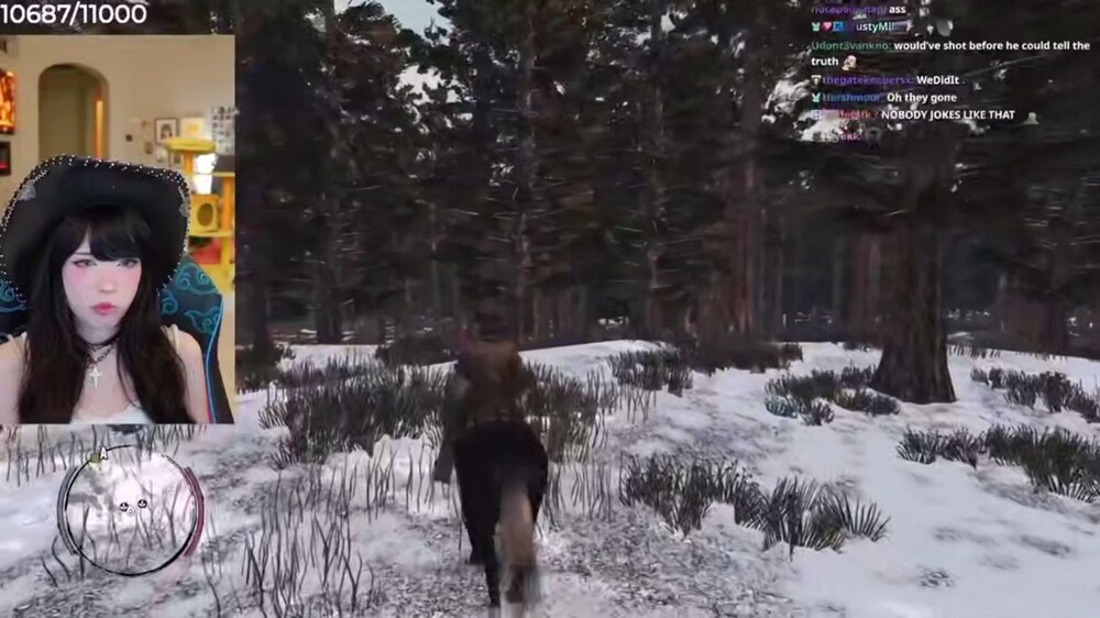 Реакция девушки на нападение медведя в игре RDR2